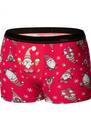 Коледни мъжки боксерки в червен цвят BS 007
