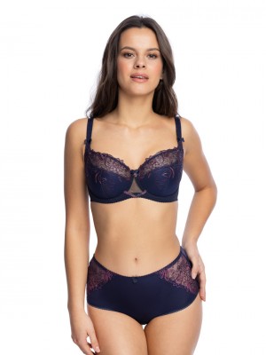 Бикини с висока талия в тъмносин цвят LUNA 1149