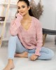 Плетен дамски пуловер в цвят пудра Venigam, Merribel, Блузи / Топове - Complex.bg
