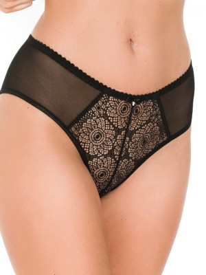 Бразилиани с тюл в черен цвят 2117