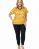 Дамска макси пижама с къс ръкав в жълт цвят QUEEN, Donna, Пижами - Complex.bg