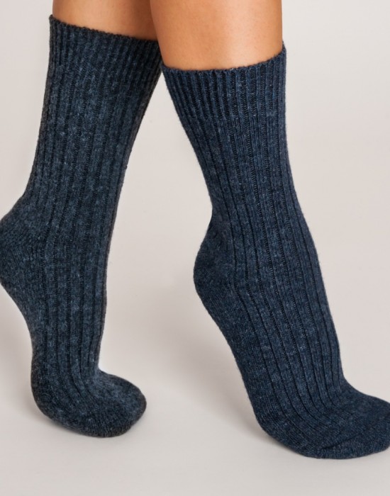 Вълнени дамски чорапи в тъмносин цвят SW001, NOVITI, Къси чорапи - Complex.bg