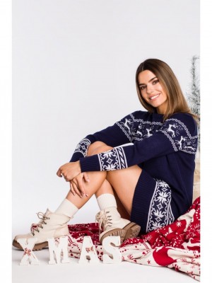 Коледна рокля в тъмносиньо MOE MXS02 