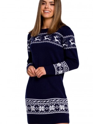 Коледна рокля в тъмносиньо MOE MXS02 