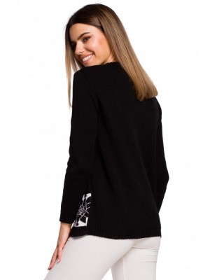 Черен дамски пуловер с коледни мотиви MXS04 
