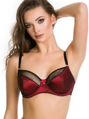 Сутиен с полуподплатени чашки в черно и червено BOLERO 01102