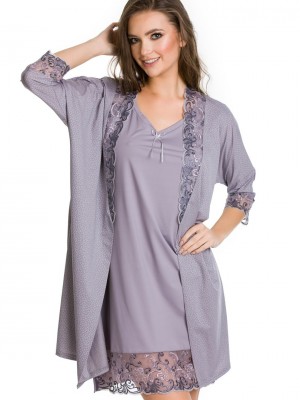 Микрофибърен халат в сив цвят STELLA 05090