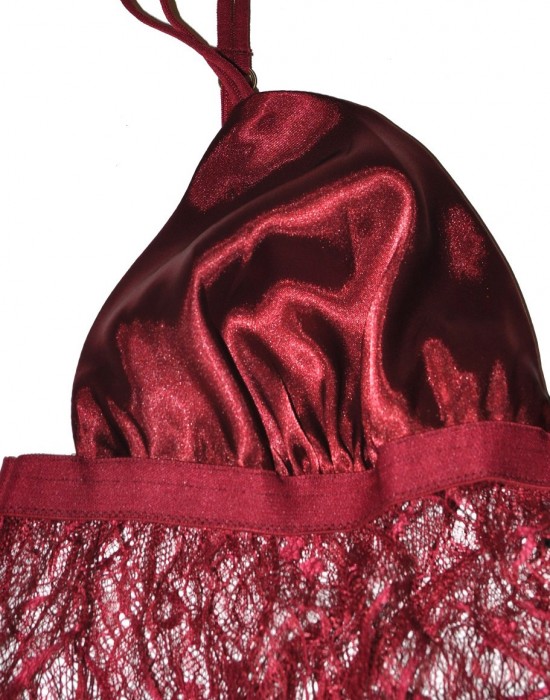 Секси дантелена нощница с прашки в цвят БОРДО BETTY, Gatta Bodywear, Нощници - Complex.bg