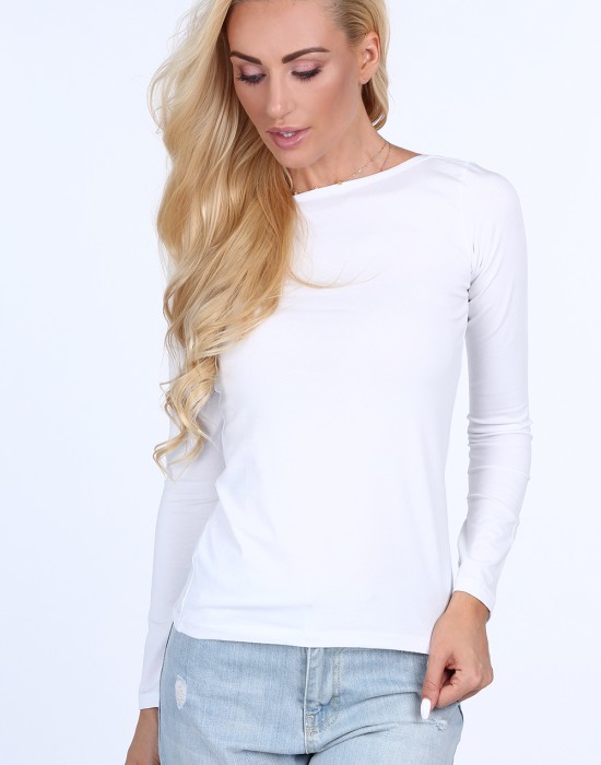 Дамска блуза с дълги ръкави в бял цвят 0435, FASARDI, Блузи / Топове - Complex.bg