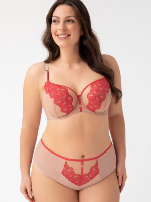 Сутиен с меки чашки в бежов и червен цвят K761 CARLA
