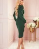 Елегантна рокля с дълги ръкави в зелен цвят 409-2, Numoco, Миди рокли - Complex.bg