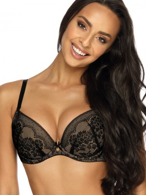 Сутиен с повдигащ ефект в черно и бежово MEDISON M-3201/11
