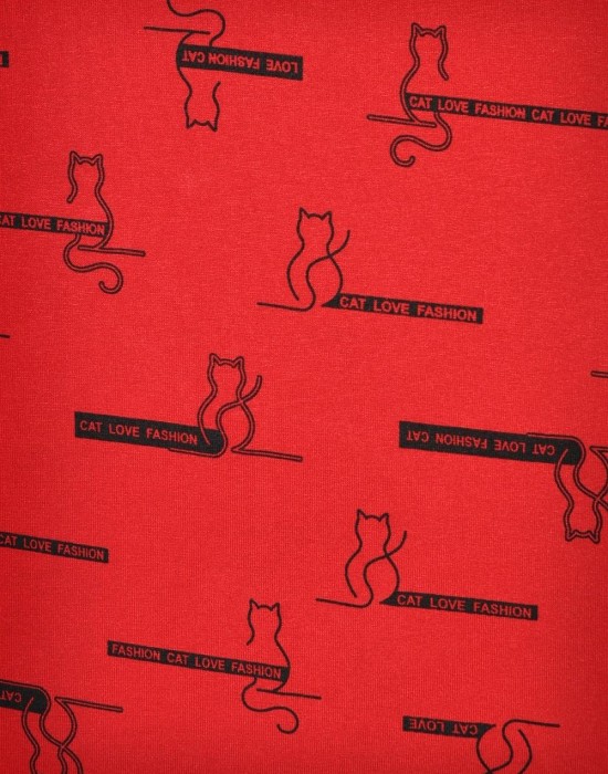 Дамска нощница с къс ръкав в червен цвят 660 CAT LOVE, De Lafense, Нощници - Complex.bg