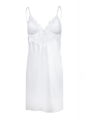 Сатенена нощница с тънки презрамки в бял цвят FRANCES