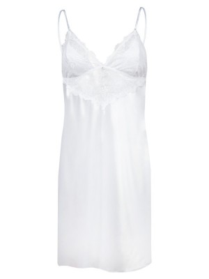Сатенена нощница с тънки презрамки в бял цвят FRANCES