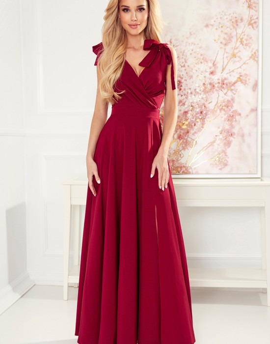 Елегантна дълга рокля в цвят бордо 405-1, Numoco, Дълги рокли - Complex.bg