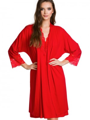 Дамски халат в червен цвят ETNA 12014 