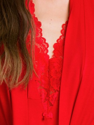 Дамски халат в червен цвят ETNA 12014 