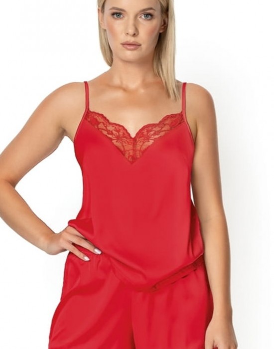 Сатенена дамска пижама в червен цвят ZORA, Nipplex, Пижами - Complex.bg