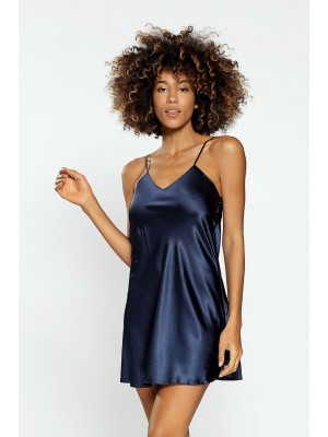 Сатенена нощница в тъмносин цвят KAREN