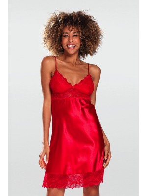 Нощница с тънки презрамки в бял цвят ALUBI