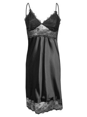 Нощница с тънки презрамки в черен цвят ALUBI Нощница с тънки презрамки в черен цвят ALUBI