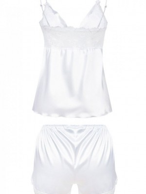 Сатенен дамски комплект в бял цвят HARMONIA Сатенен дамски комплект в бял цвят HARMONIA