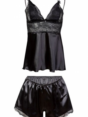 Сатенен дамски комплект в черен цвят HARMONIA Сатенен дамски комплект в черен цвят HARMONIA