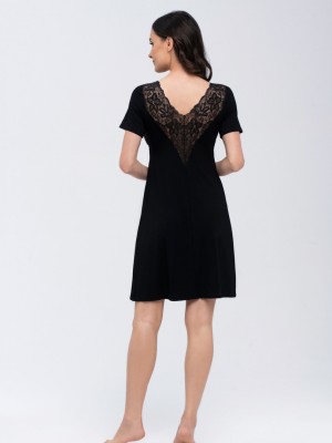 Нощница с къс ръкав в черен цвят SIMONE Нощница с къс ръкав в черен цвят SIMONE