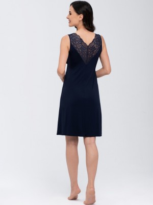 Нощница с широки презрамки в тъмносин цвят LOUISE  Нощница с широки презрамки в тъмносин цвят LOUISE