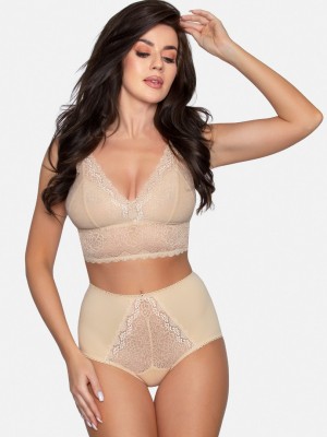Памучни бикини с висока талия в бежов цвят BBL185  Памучни бикини с висока талия в бежов цвят BBL185
