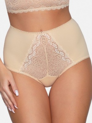 Памучни бикини с висока талия в бежов цвят BBL185  Памучни бикини с висока талия в бежов цвят BBL185