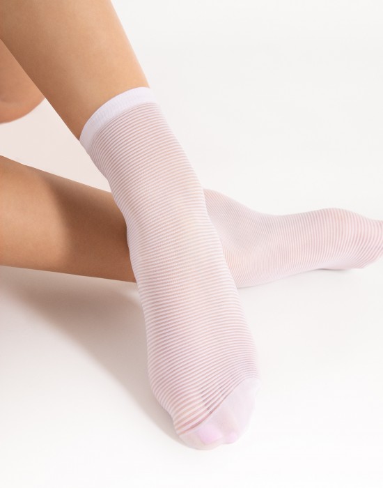 Къси дамски чорапи в бял цвят Anna 20 Den, Fiore, Къси чорапи - Complex.bg