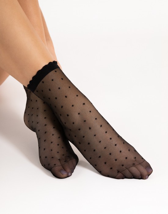 Къси дамски чорапи в черен цвят Bella 20 Den, Fiore, Къси чорапи - Complex.bg
