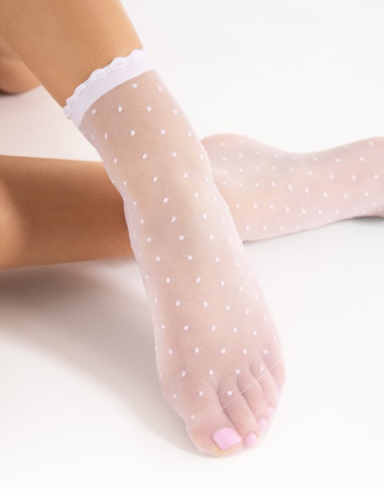 Къси дамски чорапи в бял цвят Bella 20 Den, Fiore, Къси чорапи - Complex.bg