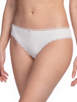 2 броя памучни дамски бикини в бял цвят L-1485MB 2 броя памучни дамски бикини в бял цвят L-1485MB