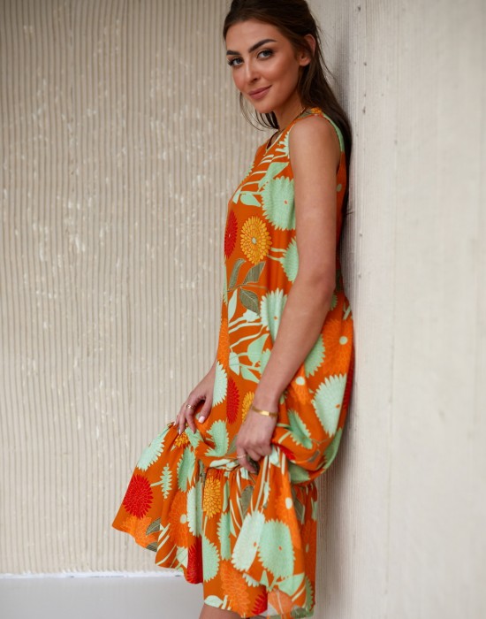 Лятна рокля с флорален принт, модел 0594, FASARDI, Дълги рокли - Complex.bg