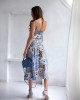 Синя рокля на цветя, модел 3183, FASARDI, Дълги рокли - Complex.bg