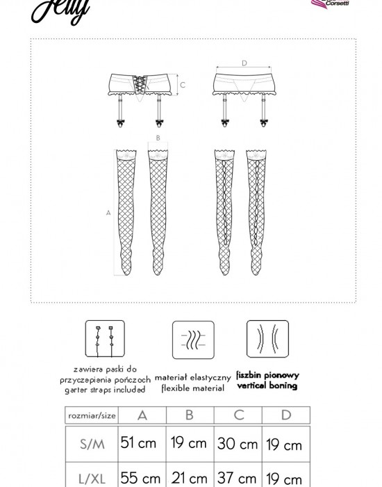 Черен жартиерен колан с чорапи Jelly, LivCo Corsetti Fashion, Жартиер колани - Complex.bg