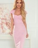 Елегантна рокля с къс ръкав в розов цвят 318-4, Numoco, Миди рокли - Complex.bg