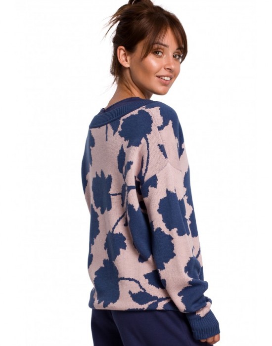 Дамски пуловер с флорални мотиви BK056 model 2, BE, Пуловери - Complex.bg