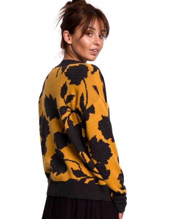 Дамски пуловер с флорални мотиви BK056 model 3, BE, Пуловери - Complex.bg