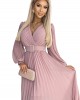 Дамска плисирана рокля в цвят пудра KLARA 414-2, Numoco, Дълги рокли - Complex.bg
