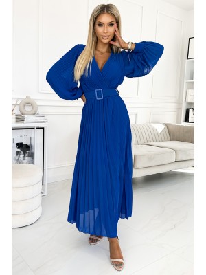 Дамска плисирана рокля в тъмносин цвят KLARA 414-5