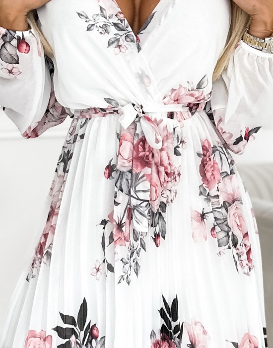 Ефирна рокля с плисета в бял цвят 415-2, Numoco, Къси рокли - Complex.bg