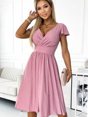 Елегантна рокля в цвят пудра 425-2