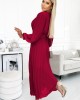 Дамска плисирана рокля в червен цвят 414-9 KLARA, numoco basic, Дълги рокли - Complex.bg