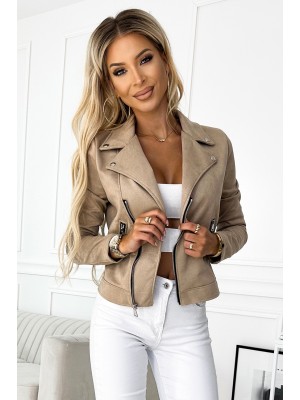 Късо велурено яке в бежов цвят 481-1