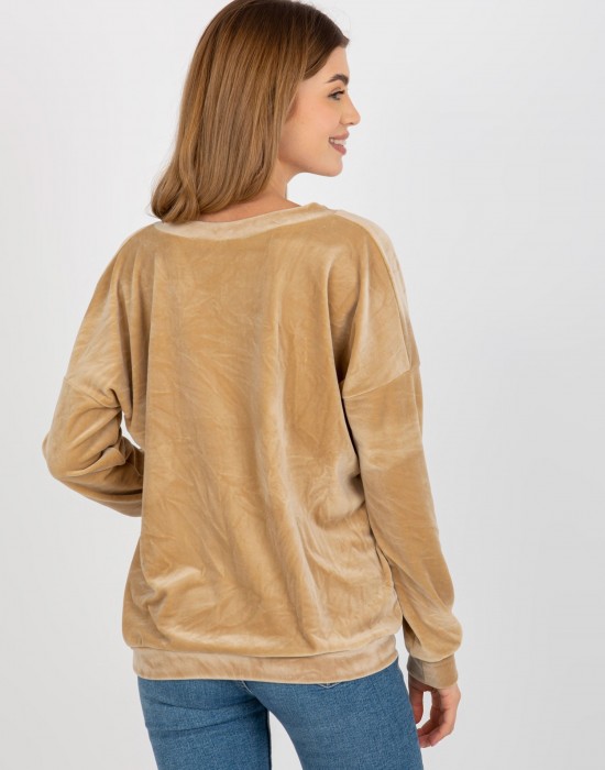 Плюшена дамска блуза в бежов цвят 8441.07P,  Блузи / Топове - Complex.bg
