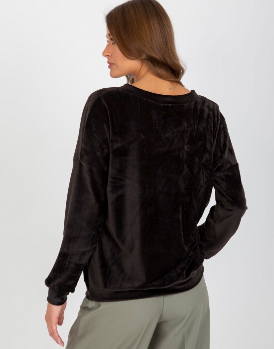 Плюшена дамска блуза в черен цвят 8441.07P,  Блузи / Топове - Complex.bg